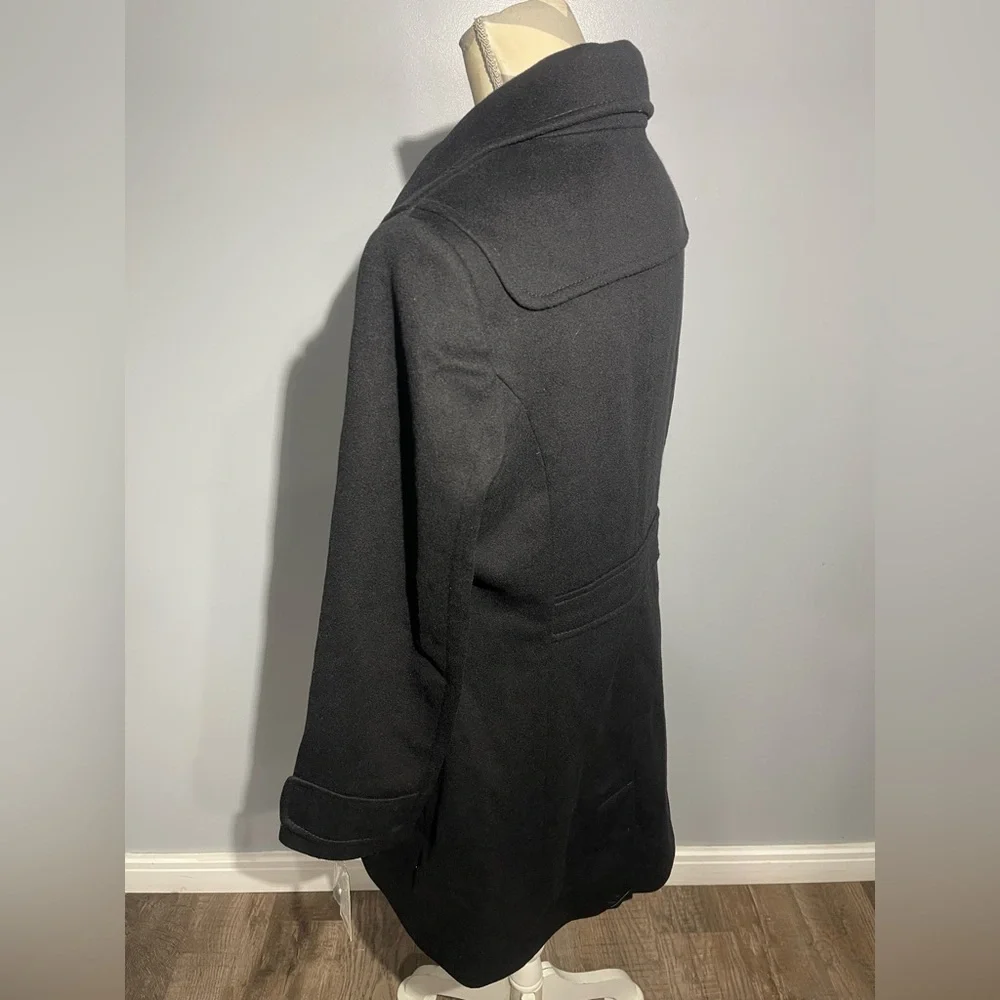 Tahari Black Pea Coat with Silver‎ Buttons